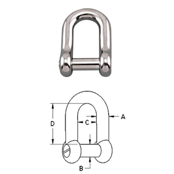 Straight D Shackle With No Snag Pin S0115-NSC_6