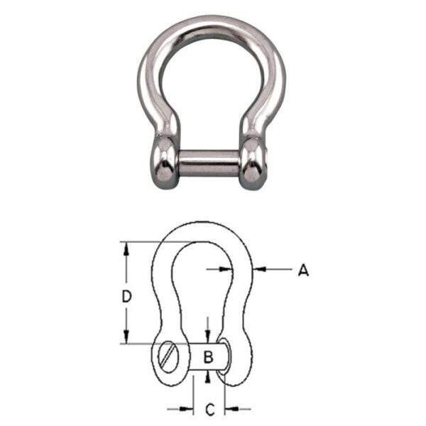 Bow Shackle With No Snag Pin S0116