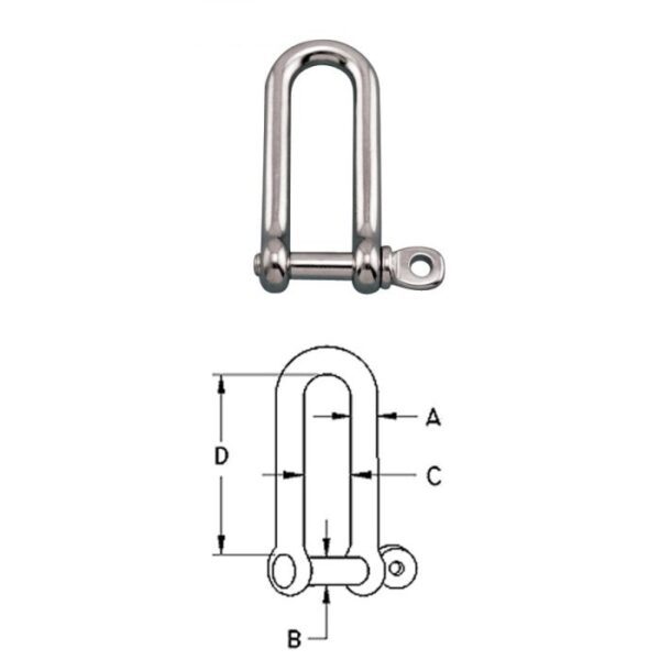 Long D Shackle With Screw Pin S0138